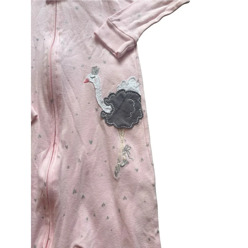Carter's Girls 2T Pink Swan Footed Pajamas Sleeper Zip One Piece